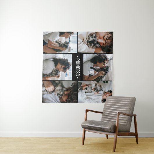 Cat Photo Collage Monogrammed Wandkleed (In Situ (horizontaal))