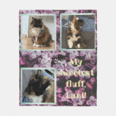 Cat photo collage purple flower Fleecedecke Fleece Deken (Voorkant)