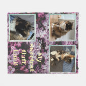 Cat photo collage purple flower Fleecedecke Fleece Deken (Voorkant (Horizontaal))