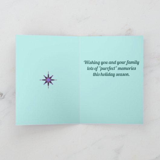 Cat Photo Fractal Tree Black Folded Holiday Card Feestdagen Kaart (Binnen)