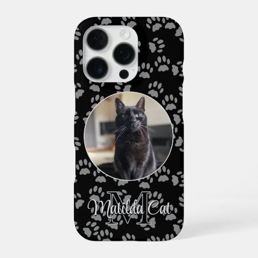 Cat Photo Paw Print Patroon Gepersonaliseerd iPhone Hoesje (Achterkant)