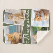 Cat Photo Pet Collage Olive Green Personalized Sherpa Deken (Voorkant (horizontaal))