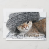 Cat Photo Snowy Brush Script MEOWY ALLES Feestdagenkaart (Voorkant)