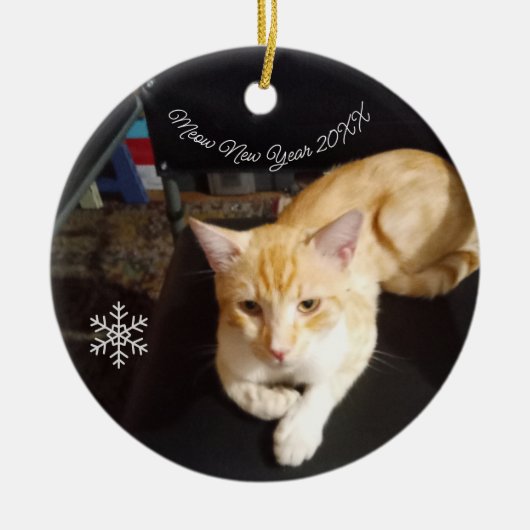 Cat Photo Text, Customize, Happy New Year 20XX,  Keramisch Ornament (Voorkant)