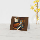 Cat pianist kaart (Gele Bloem)