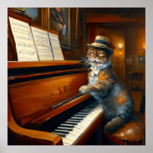 Cat pianist poster