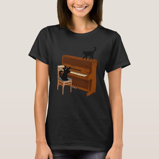 Cat Piano Music T-shirt (Voorkant)