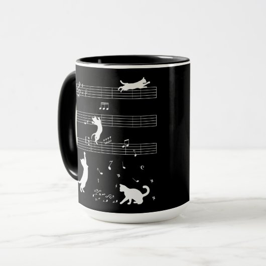 Cat Piano Notes Party Coffee Mok (Voorkant links)