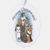 Cat Pile Funny Cartoon Christmas Ornament Kaart (Links)