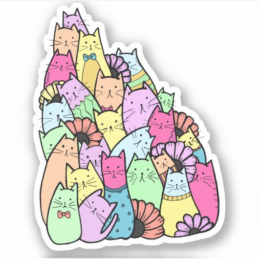 Cat Pile Laptop Sticker (Voorkant)