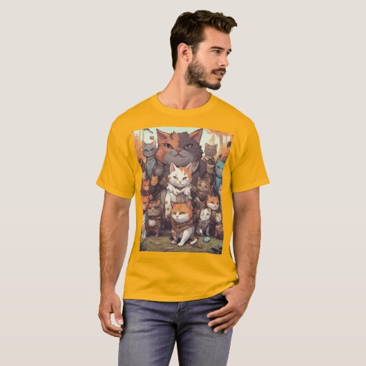 Cat Pile T-shirt (Voorkant volledig)