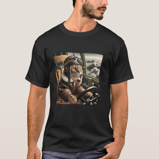  Cat Pilot Cat piloten een koel gevechtsvliegtuig T-shirt (Voorkant)