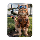 Cat Pilot Foto & Vliegtuig Grappig Luchtvaart Gift Magneet (Verticaal)