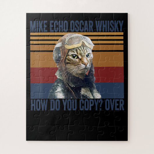 Cat Pilot Mike Echo Oscar Whisky Costume Gift Legpuzzel (Verticaal)