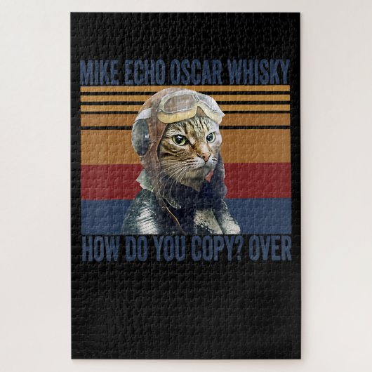 Cat Pilot Mike Echo Oscar Whisky Costume Gift Legpuzzel (Verticaal)
