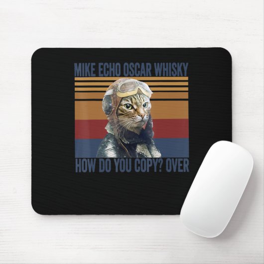 Cat Pilot Mike Echo Oscar Whisky Costume Gift Muismat (Met muis)