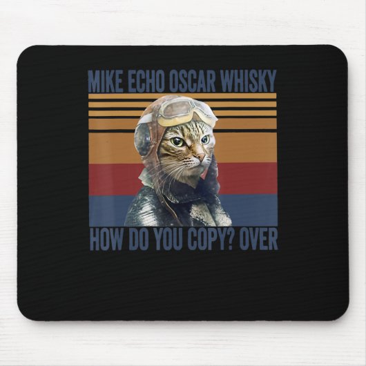 Cat Pilot Mike Echo Oscar Whisky Costume Gift Muismat (Voorkant)