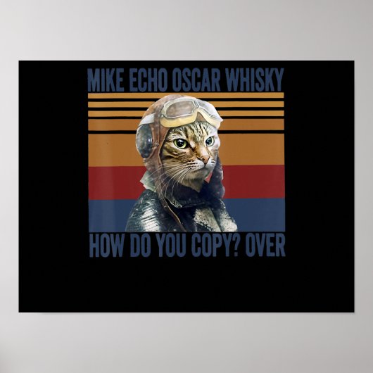 Cat Pilot Mike Echo Oscar Whisky Costume Gift Poster (Voorkant)