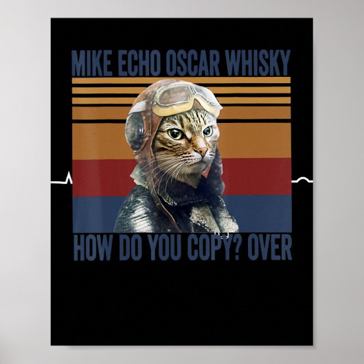 Cat Pilot Mike Echo Oscar Whisky Costume Gift Poster (Voorkant)