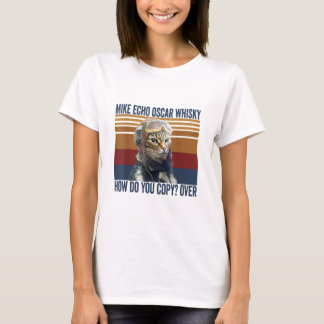 Cat Pilot Mike Echo Oscar Whisky Hoe kopieer je T-shirt