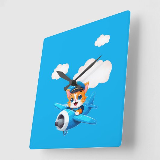 Cat Pilot Vierkante Klok (Hoek)
