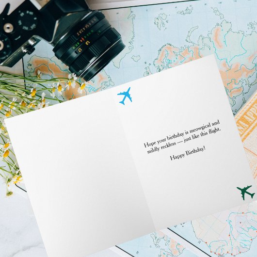 Cat Pilot & Vliegtuig, Cool Funny Aviation Verjaar Kaart