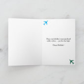Cat Pilot & Vliegtuig, Cool Funny Aviation Verjaar Kaart (Binnen)