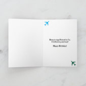Cat Pilot & Vliegtuig, Cool Funny Aviation Verjaar Kaart (Binnen)