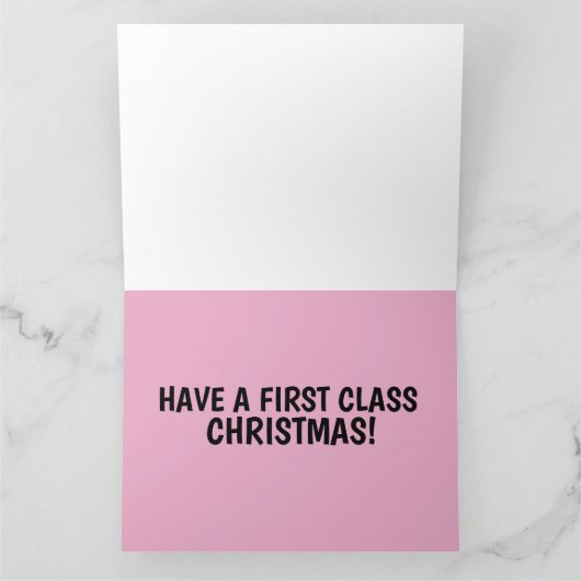 CAT PINK CADDY CLASSIC CAR KERSTMIS KAARTEN (Binnen)