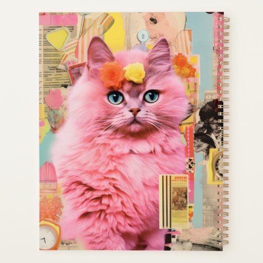 Cat Pink fluffy collage Planner (Achterkant)