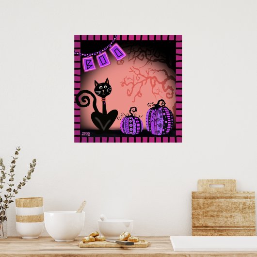 Cat Pink Fun Halloween Inspirivity Classroom Poster (Keuken)