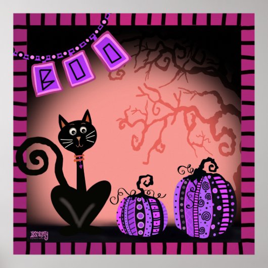 Cat Pink Fun Halloween Inspirivity Classroom Poster (Voorkant)