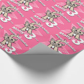 Cat pink voeg je leeftijd en naam toe verjaardagsw cadeaupapier (Hoek)