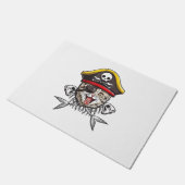 Cat Pirate Captain Mannen Jolly Roger Vlag Schedel Deurmat (Schuin)