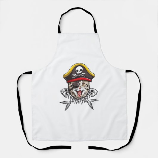 Cat Pirate Captain Mannen Jolly Roger Vlag Schedel Schort (Voorkant)