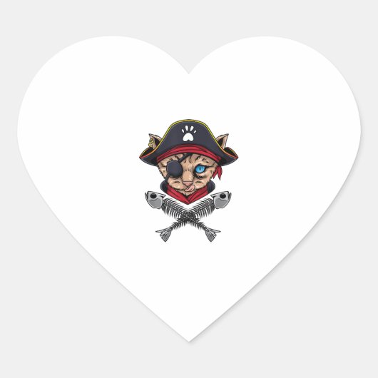 Cat Pirate Jolly Roger Flag Skull and Crossbones T Hart Sticker (Voorkant)