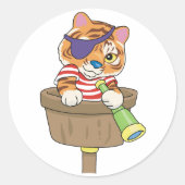 Cat Pirate Ronde Sticker (Voorkant)