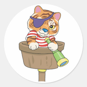 Cat Pirate Ronde Sticker