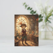 Cat Pirate Serves Coffee  Briefkaart (Staand voorkant)