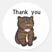 Cat Pixel Art Brown Chubby Ronde Sticker (Voorkant)