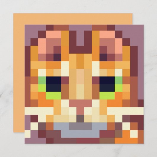 Cat pixelart, Pixel Art  Feestdagenkaart (Voorkant / Achterkant)