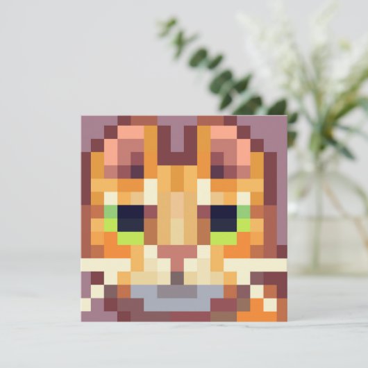 Cat pixelart, Pixel Art  Feestdagenkaart (Staand voorkant)