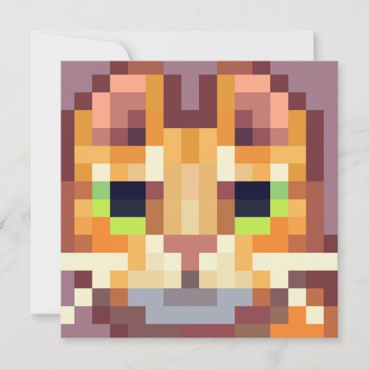 Cat pixelart, Pixel Art  Feestdagenkaart (Voorkant)