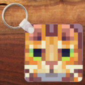 Cat pixelart, Pixel Art, sleutelhanger  (Voorkant)