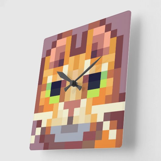 Cat pixelart, Pixel Art  Vierkante Klok (Hoek)