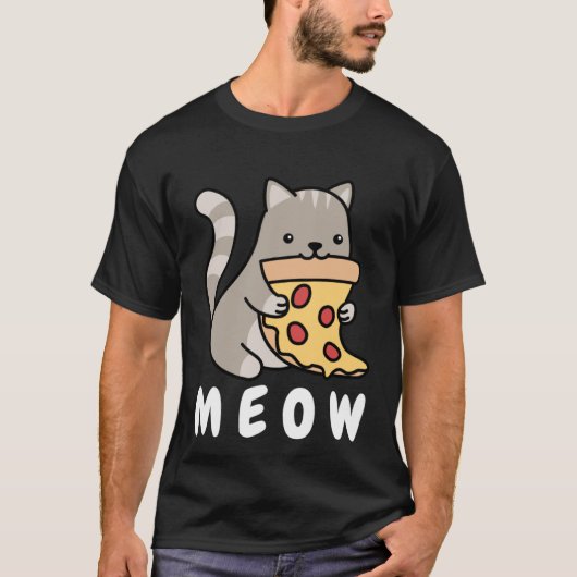 Cat Pizza Cat Owner Fast Food  Cats Humorous Fun T-shirt (Voorkant)