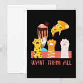 Cat Pizza Ice Cream Kitten Kat Pet Animal Gift Kaart (Voorkant / Achterkant)