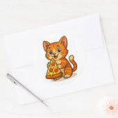 Cat Pizza Party – Cute Cartoon Cat Sticker (Envelop)