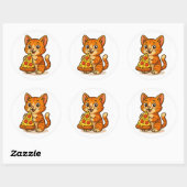 Cat Pizza Party – Cute Cartoon Cat Sticker (Vel)