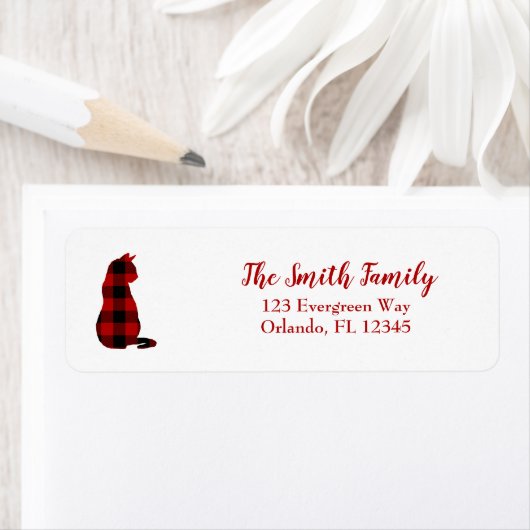Cat Plaid Check Silhouette Retouradres Etiket (Insitu)